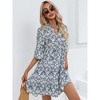 Coolmee Women Summer Mini Dress Ruffle Short Sleeve V Neck A Line Tiered Flowy Loose Casual Beach Short Dress S Blue - 3 of 4