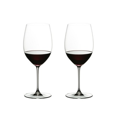 Riedel 6449/0 Veritas Dishwasher Safe Crystal Cabernet/Merlot High Tannin Red Wine Drinking Glass Set, 22 Ounces, (2 Pack)