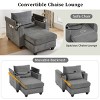 37.4" Corduroy Convertible Chaise Lounge Chair with USB Ports, Storage & Cup Holders, Reclining Armchair for Living Room Bedroom-3irtyhousy - 3 of 4