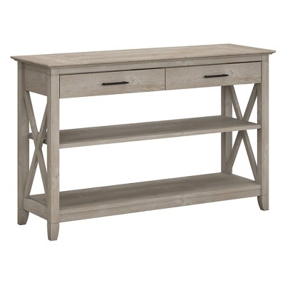 Key West Console Table with Drawers and Shelves Washed Gray - Bush Furniture