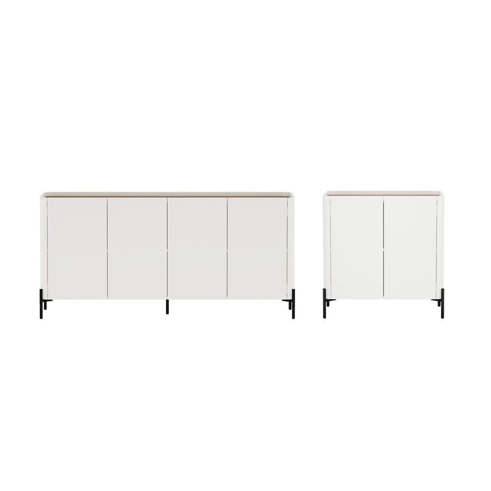 Manhattan Comfort Abbey 2pc Buffet and Accent Cabinet Maple and Off White