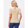 INSPIRE CHIC Women's Short Sleeve Velvet Keyhole Back Ruffle Mock Neck Shirt - 3 of 4