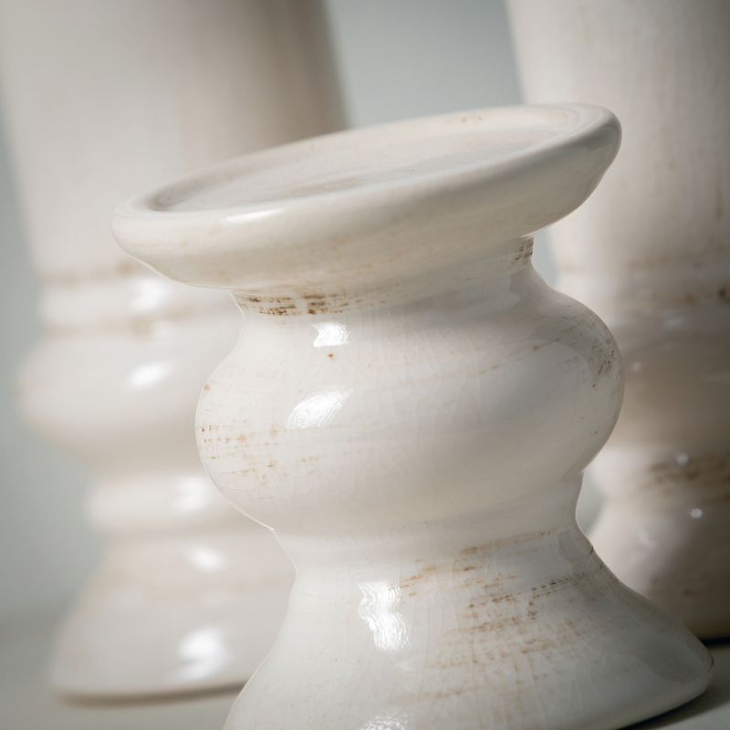 Sullivans Set of 3 Pillar Ceramic Candle Holders 5"H, 9.5"H & 11"H White, 2 of 4