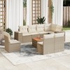 vidaXL Patio Sofa Set with Cushions Outdoor Furniture 9 Piece Poly Rattan - Beige and Cream - 2 of 4