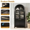 Gulches 71 Tall Fluted Arched Pantry Cabinet Glass Door Hidden Drawer Adjustable Shelves Built in Racks Black for Kitchen Living Dining Room - 3 of 4