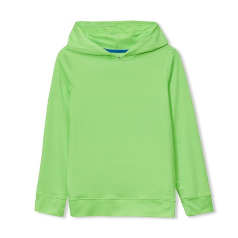 Lands' End Kids Sunshade UPF 50 Chlorine Resistant Long Sleeve Sun Hoodie Rash Guard - Small - Electric Lime