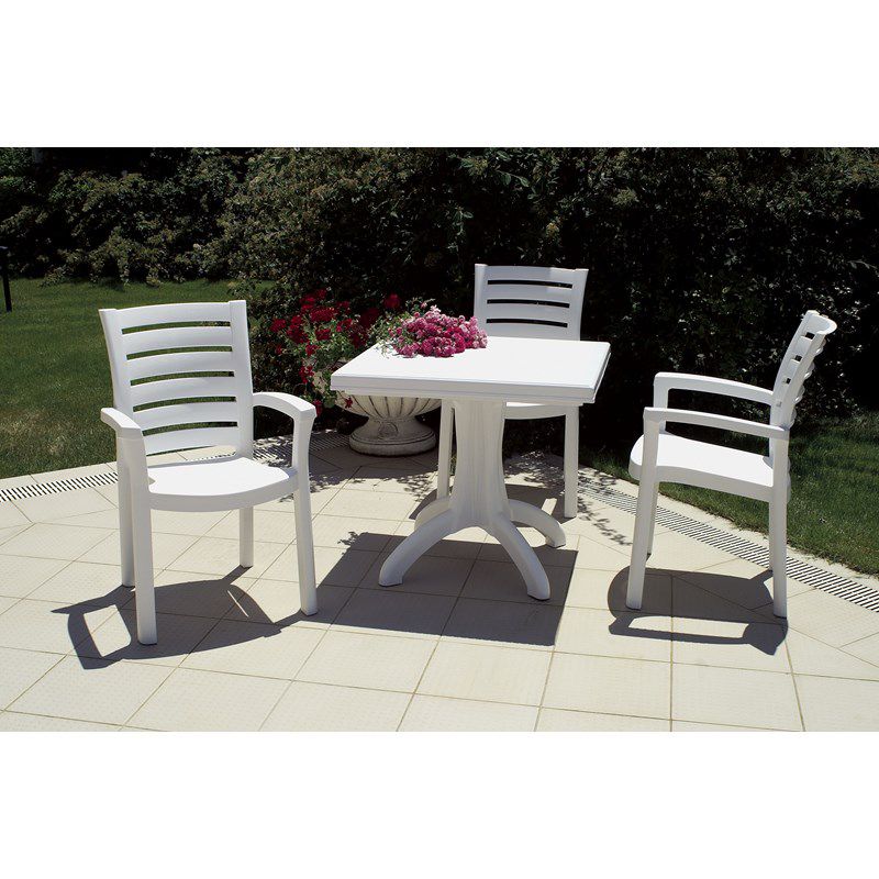 Marina Resin Patio Dining Arm Chair in White - Set of 4 - Compamia, 3 of 5