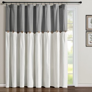 Home Boutique Linen Button Window Curtain Panel Dark Gray/White Single 100x84 - 1 of 1