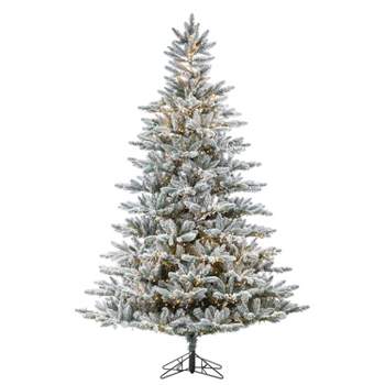 Sterling 7.5-Foot High Flocked Pre-Lit Natural Cut Redwood Pine with Warm White LED Lights