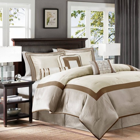 7pc Queen Beverly Polyoni Comforter Set - Taupe/brown : Target