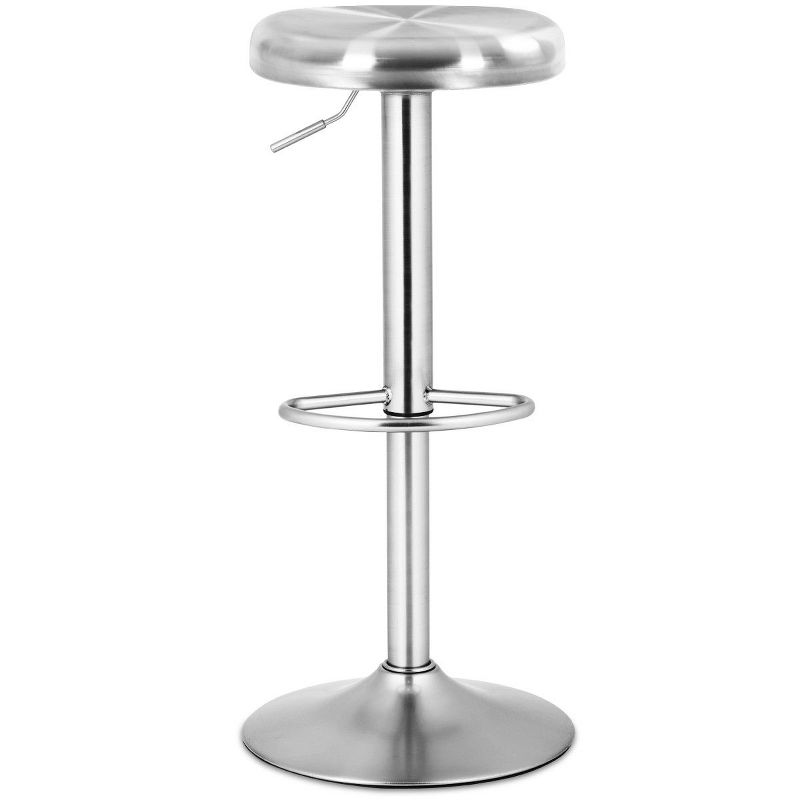 Costway 2 Pcs Brushed Stainless Steel Swivel Bar Stool Seat Adjustable Height Round Top, 4 of 10