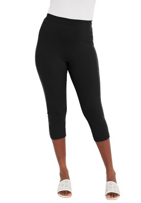 Women's Plus Size Cotton Capri Leggings - Xhilaration™ Black 1X