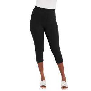 Jessica London Women's Plus Size Everyday Stretch Cotton Capri Legging - 1 of 4