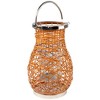 Northlight Woven Iron Pillar Candle Lantern with Glass Hurricane - 16.25" - Orange - 4 of 4