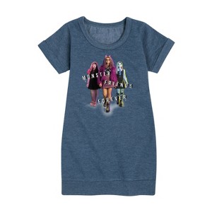Girls' - Monster High - Monster Friends Forever Graphic Short Sleeve Fleece Dress - 1 of 4