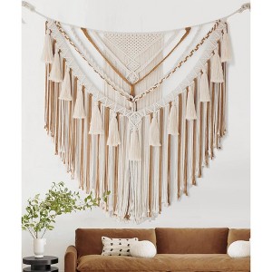 Aoibox Large Macrame Wall Hanging 47" W x 55" L Brown Boho Decor Handmade Yarn Wall Art for Living Room Bedroom Home - 1 of 4