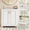 30" Rural Pastoral Bathroom Vanity with Ceramic Sink, Solid Wood Frame, Hidden Drawer & Storage Cabinet, White/Green - ModernLuxe - 4 of 4