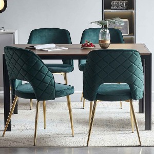 CENGHU Velvet Upholstered Dining Chairs Set of 4, Dining Chairs with Metal Legs and Hollow Back Upholstered - 1 of 4