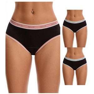 INSPIRE CHIC 3 Packs Women's Mid Rise Letter Print Contrast Binding Leak Proof Underpants - 1 of 4