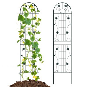 Tangkula 2 Pack Metal Garden Trellis, 87" x 20" Wire Lattice Panel for Climbing Plants Vegetables Roses Cucumbers White/Green - 1 of 4