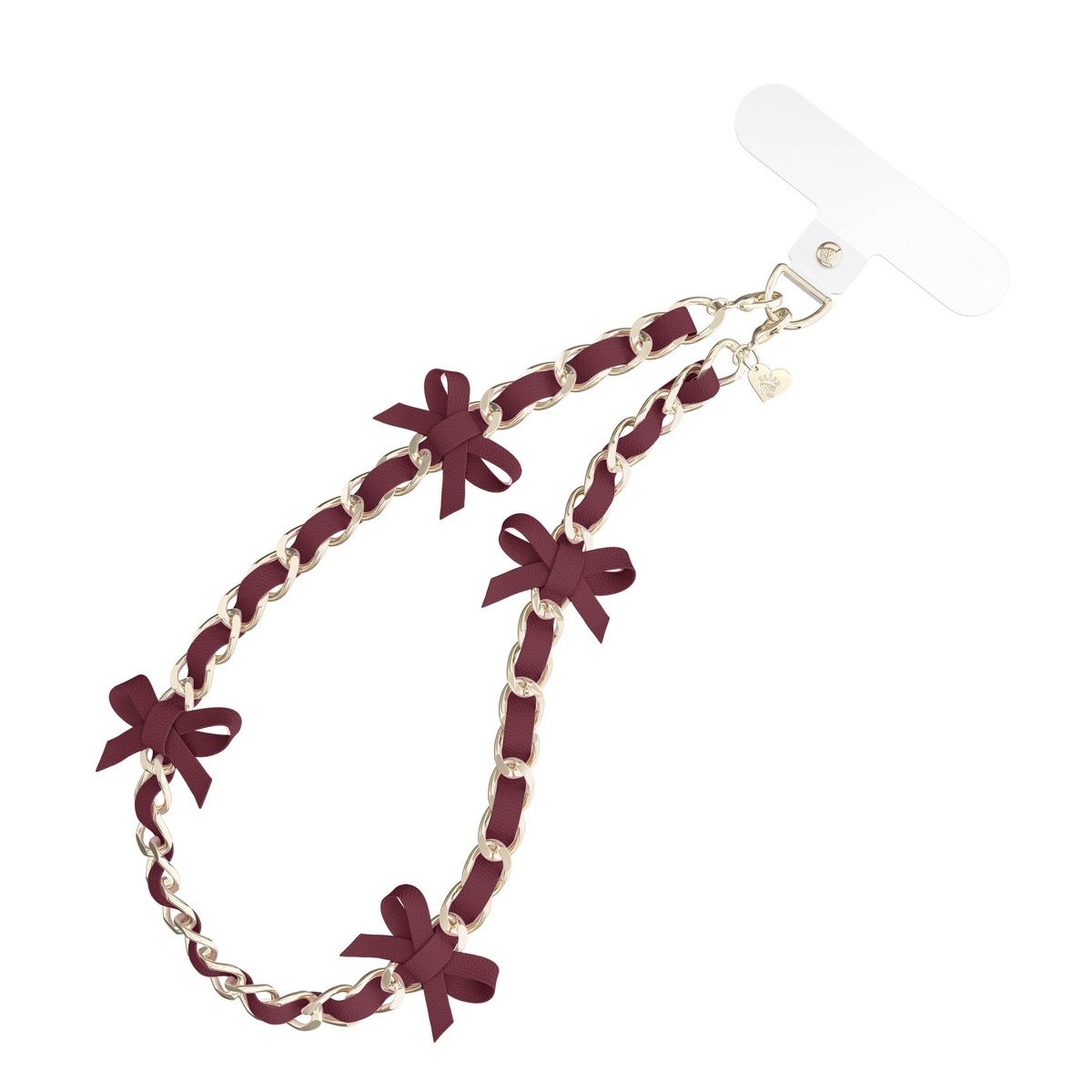 Velvet Caviar Phone Charm - Burgundy Bow Leather
