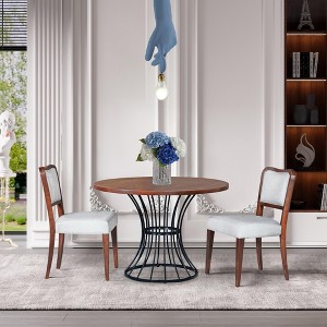 3 Piece Round Dining Table Set for 2, Bistro Dining Set Kitchen Table Set Space-saving Breakfast Table Set with 2 Upholstered Chairs - ModernLuxe - 1 of 4