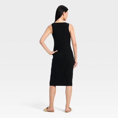 Женские платья A New Day Women's Wide Strap Sleeveless Button-Front Midi Bodycon Dress - A New Day™ Black M — фото 2
