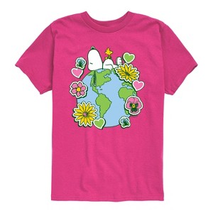 Boys' - Peanuts - Snoopy Woodstock Earth Stickers Short Sleeve Graphic T-Shirt - 1 of 4