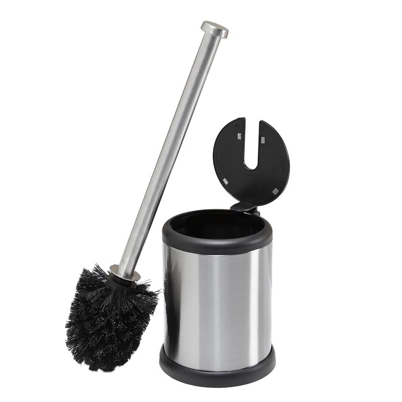 Self Closing Lid Toilet Brush and Holder Stainless Steel - Bath Bliss, 1 of 8