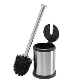 Self Closing Lid Toilet Brush and Holder Stainless Steel - Bath Bliss