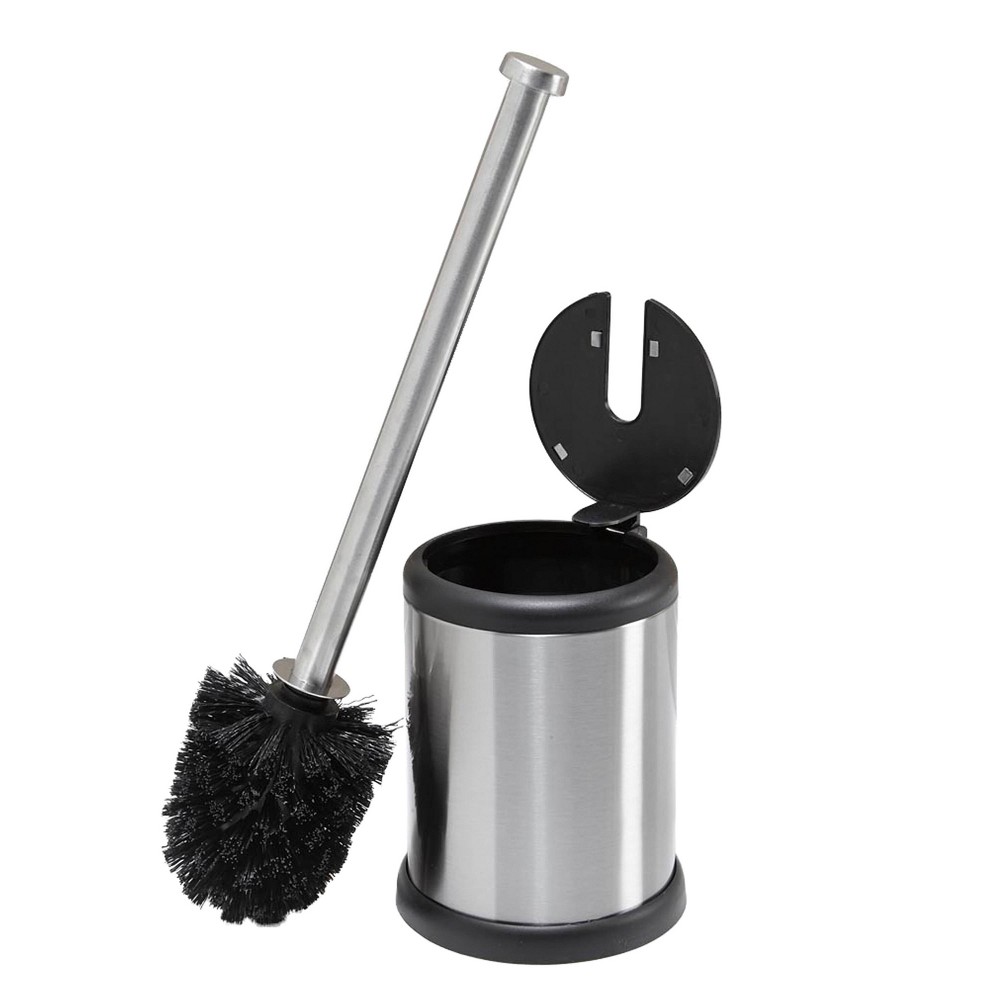 Photos - Toilet Brush Self Closing Lid  and Holder Stainless Steel - Bath Bliss