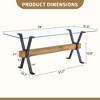 DOMETOUR Elegant 79x31.5 Tempered Glass Dining Table with X-Shaped Black Metal Legs & Wood Grain MDF, Seats 6-10, 0.39 Thick - 4 of 4