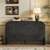 LunaLulinlk Buffet Cabinet with Storage, 4 Doors Retro Credenza Storage Cabinet with Adjustable Shelves for Living Room, Kitchen (Black) - 2 of 4