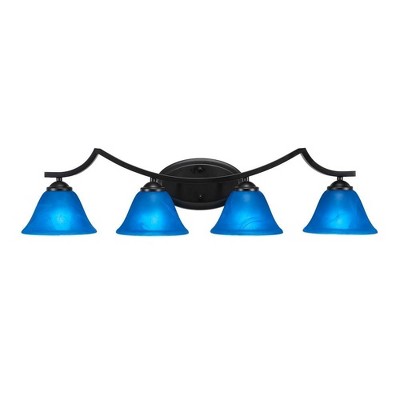 Toltec Lighting Zilo 4 - Light Vanity in  Matte Black with 7" Blue Italian Shade
