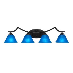 Toltec Lighting Zilo 4 - Light Vanity in  Matte Black with 7" Blue Italian Shade - 1 of 1