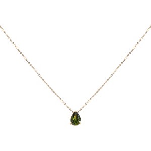 Unique Bargains Women's Birthstone Cubic Zirconia 18K Gold Plated Teardrop Necklace 17.7" - 1 of 4