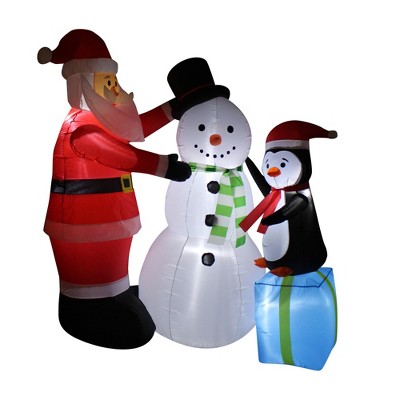 8-Foot Inflatable Santa Snowman and Penguin Holiday Decoration