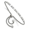 Chisel Stainless Steel Polished with Cubic Zirconia Adjustable Bracelet - 2 of 3