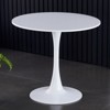 DOMETOUR White Round Tulip Dining Table, MDF Top, Steel Base, 24 Inch, Mid Century Coffee Table, Kitchen/Living Room, Thanksgiving, Black Friday Gifts - 4 of 4