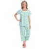 Collections Etc Comfy Floral Print Lace Detailed 2-Piece Capri Pajama Set - 2 of 4