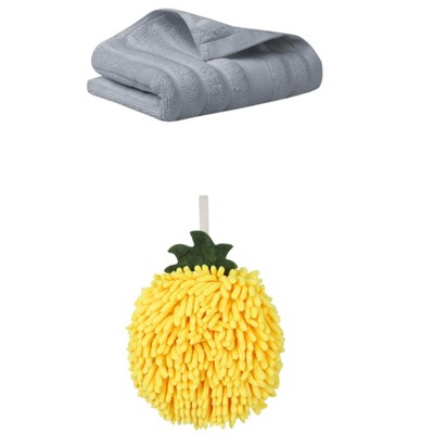 REGALWOVEN Absorbent Quick Drying Solid Decorative Hand Towels for Bathroom 14" x 30"/6" x 6" 2 Pcs