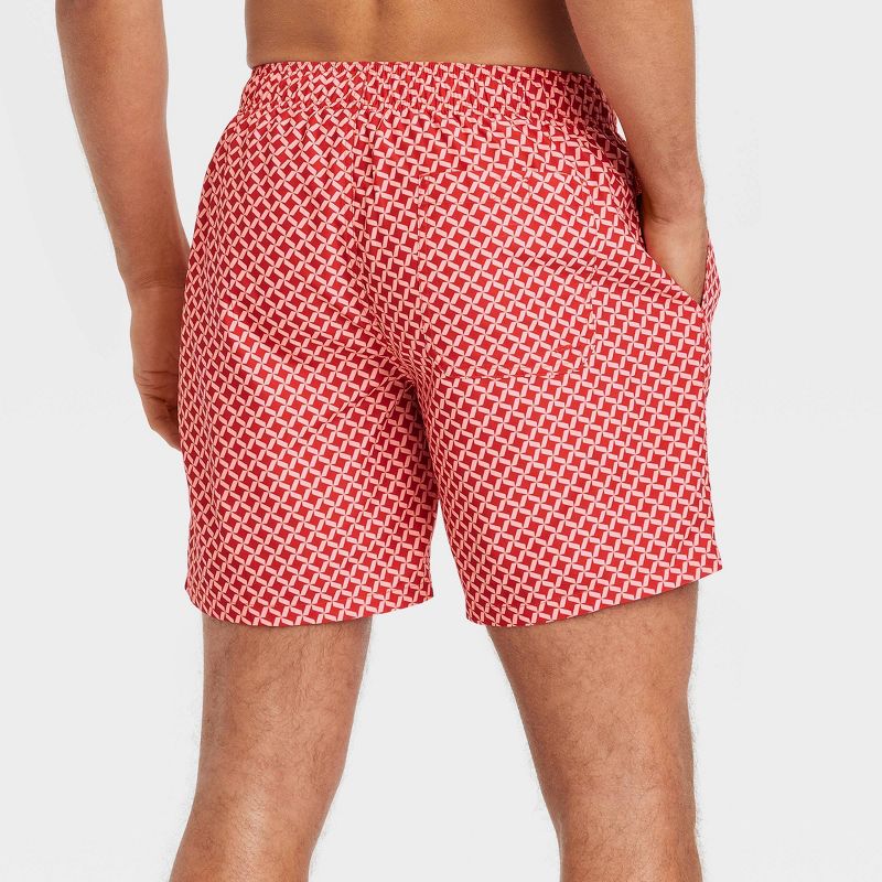 Men's 7" Geometric Print Swim Shorts - Goodfellow & Co™ Coral Orange, 3 of 5