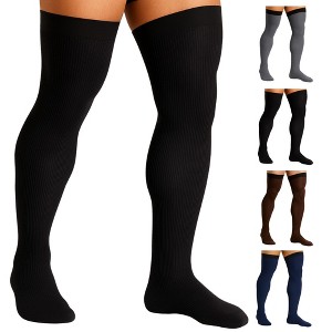Mojo Men’s Opaque 20–30mmHg Compression Stockings, Thigh High w/ Silicone Band – Medical Support, Circulation, Varicose Veins, M2017 - 1 of 4