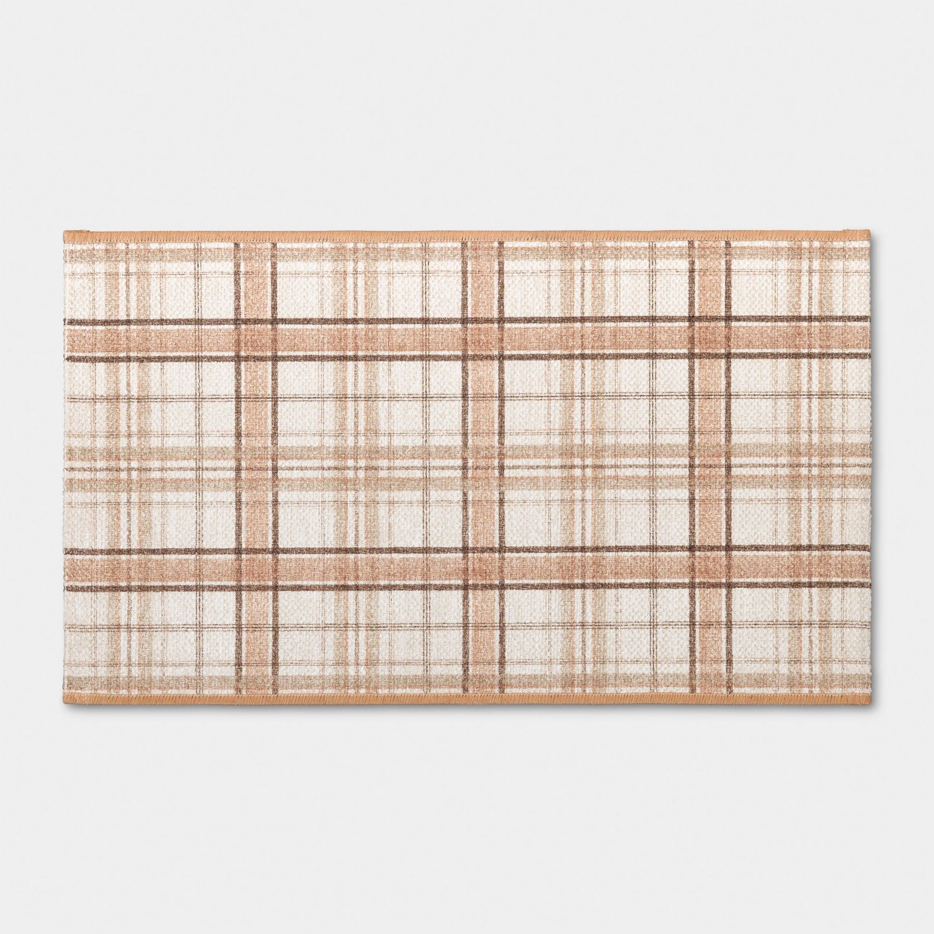 20"x34" Fall Plaid Harvest Scatter Rug Taupe - Threshold™
