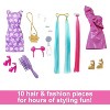 Barbie Doll, Fun & Fancy Hair with Extra-Long Colorful Blonde Hair and Glossy Pink Dress, 10 Fashion Play Accessories - 2 of 3