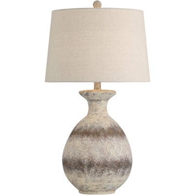 360 Lighting Lorraine 27" Tall Farmhouse Rustic Coastal Country Cottage Table Lamp Beige Finish Terracotta Single White Shade Living Room Bedroom