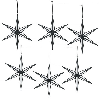 Sullivans Set of 6 Star Ornament Kit 11.5"H Black and White