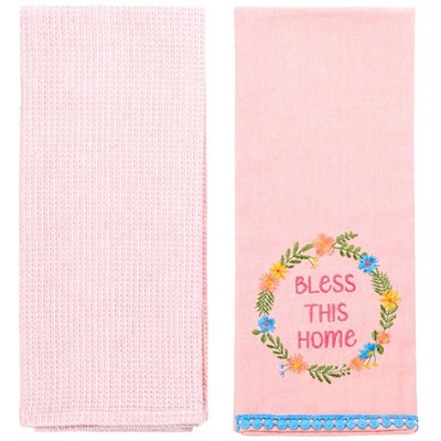 The Lakeside Collection Embroidered Kitchen Towels Religious Set of 2