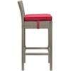 Modway Conduit Bar Stool Outdoor Patio Wicker Rattan Set of 2 - Light Gray Red - 3 of 4