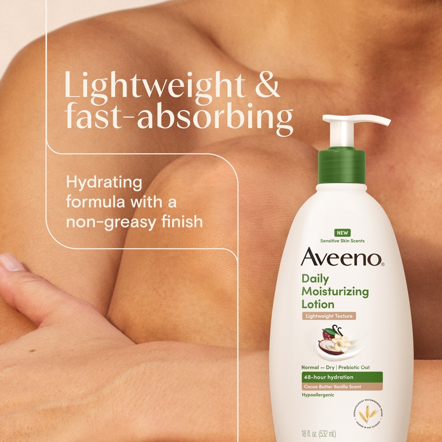 Увлажняющий лосьон Aveeno Daily Moisturizing с овсом, Cocoa Butter Vanilla, 18 fl oz — фото 6